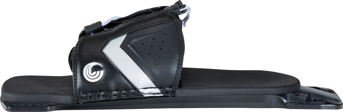 Left-side view of the Lace Adjustable RTP, featuring a black and silver wrap, cushioned footbed, and secure lace system.