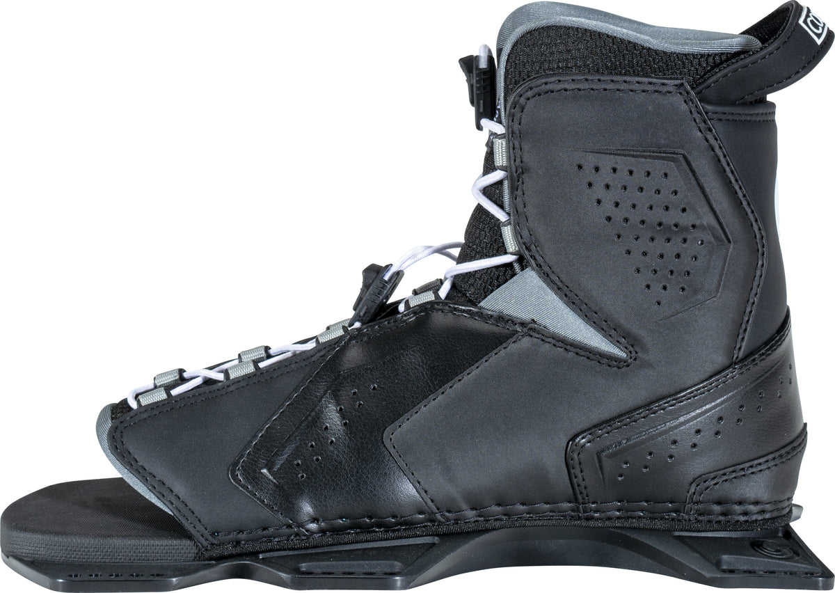Black Tempest Front, left-side view, showing breathable mesh accents, durable construction, and lace-locking system.
