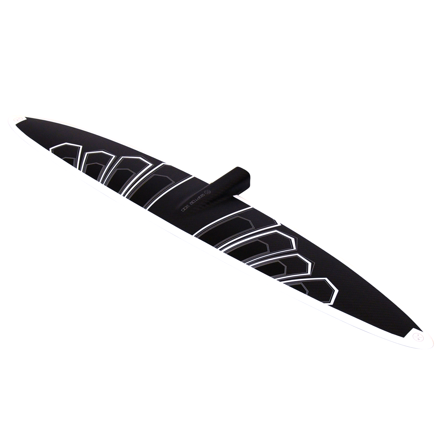 Raptor 1100 Front Wing: Carbon surfboard fin with geometric patterns for advanced riders.