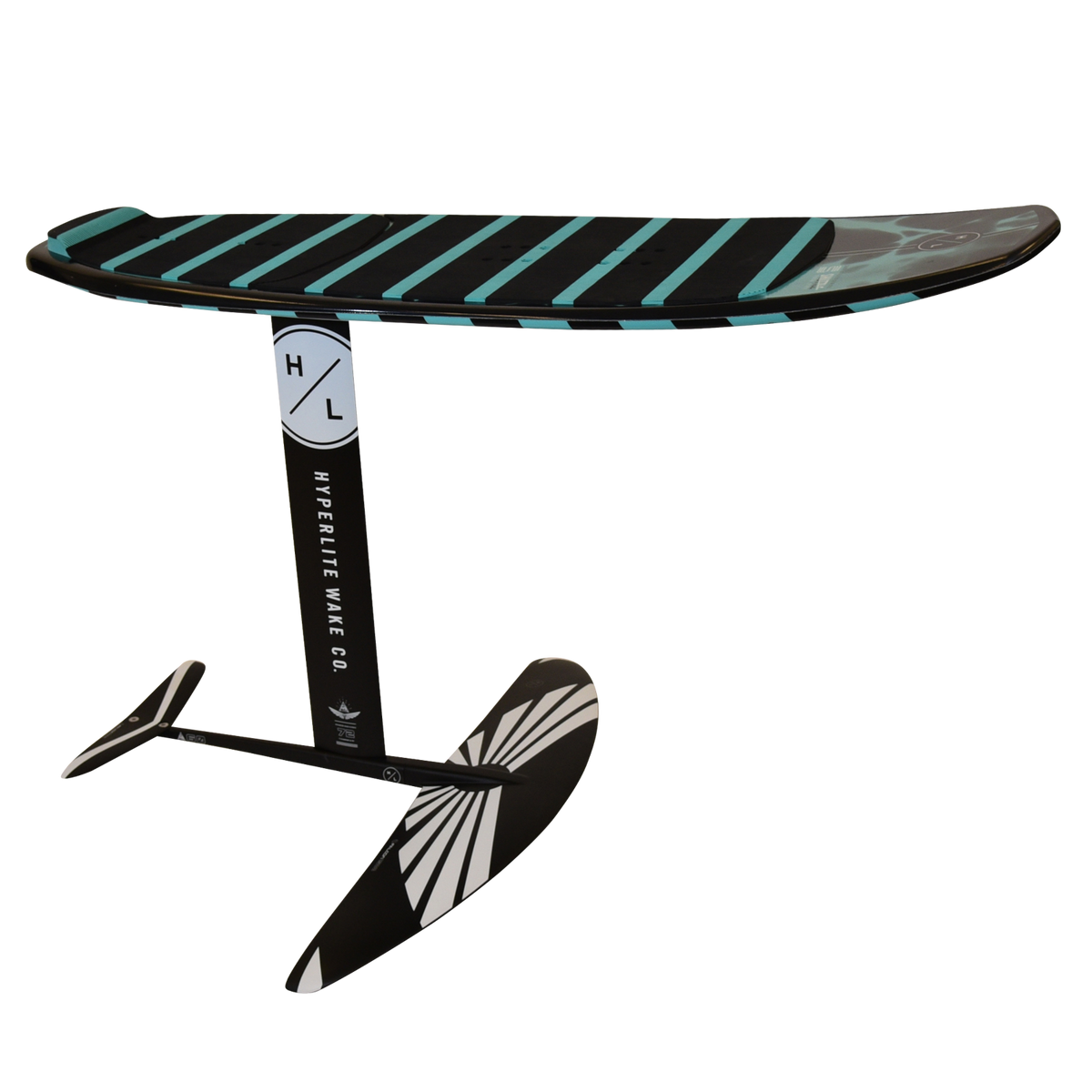 Shuttle Falcon Foil Kit: black/teal with a striped wing design & trainer mast.