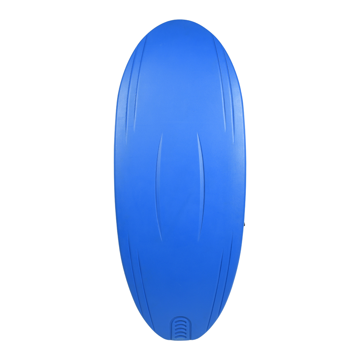 Bottom view of the Fireball kneeboard in solid blue with molded tracking channels.