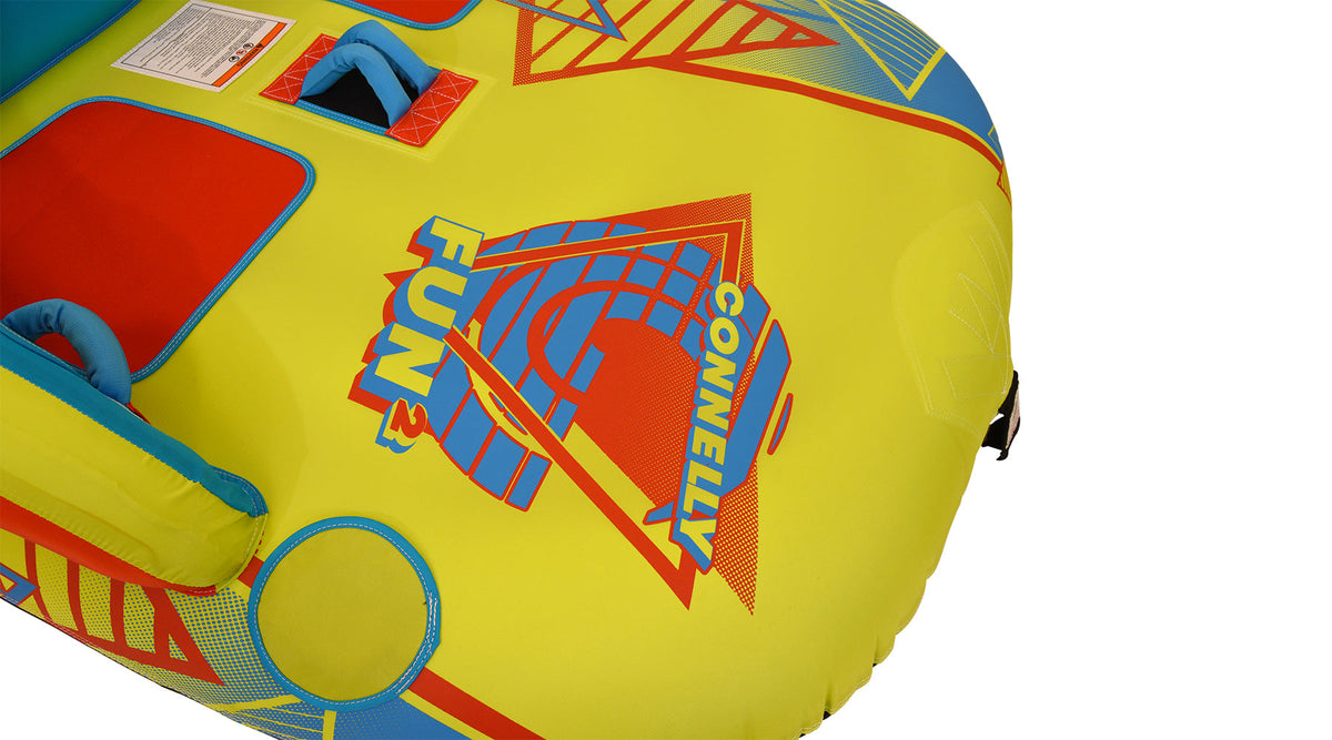 Close-up of Fun 2 front section showing bold logo and geometric graphics.