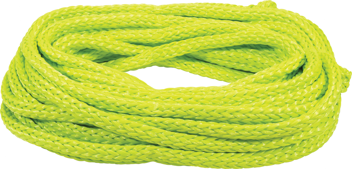 4-person value safety tube rope in bright neon yellow braided design, coiled neatly.