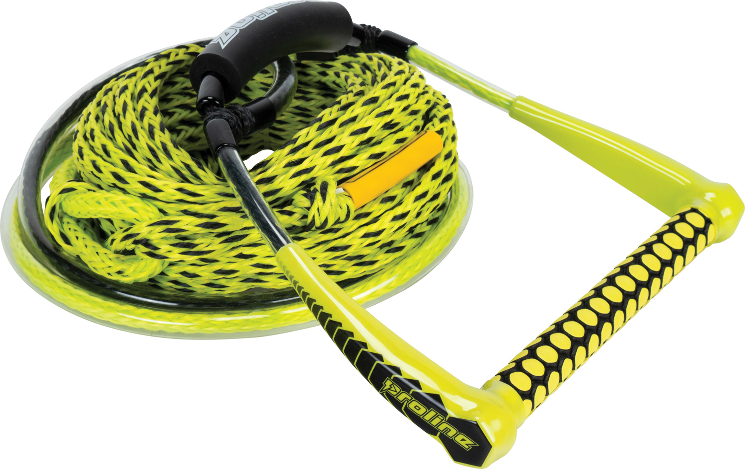 Coiled yellow and black mainline with the EASY-UP Deep V EVA HANDLE, featuring a textured EVA grip and reinforced frame.