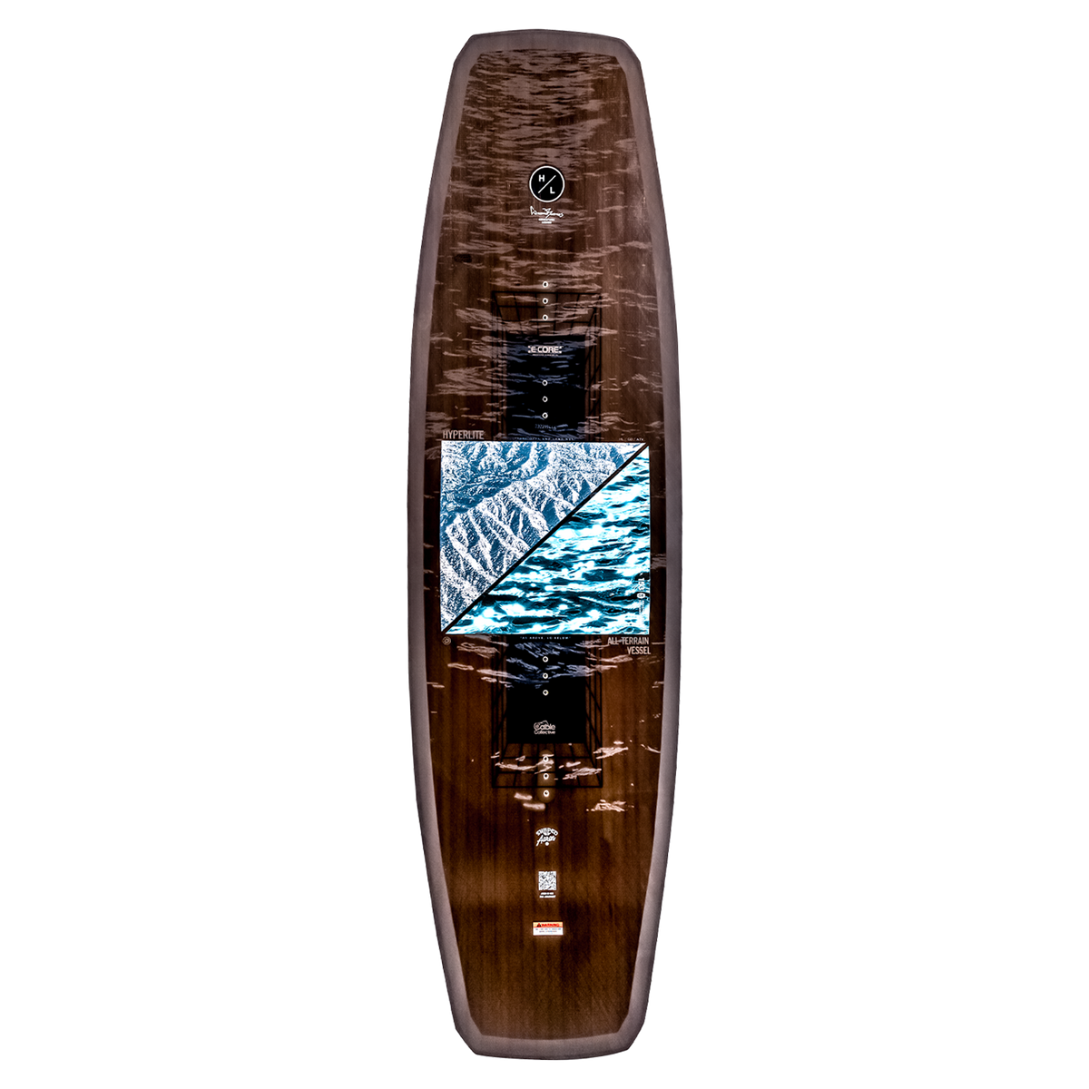 Luxurious ATV surfboard with digital display showing ocean and mountain images.