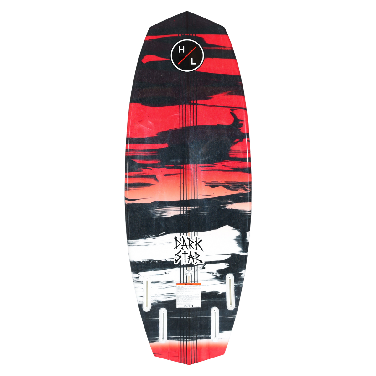 Darkstar wakeboard, red/black/white abstract design, logo for advanced surfers.