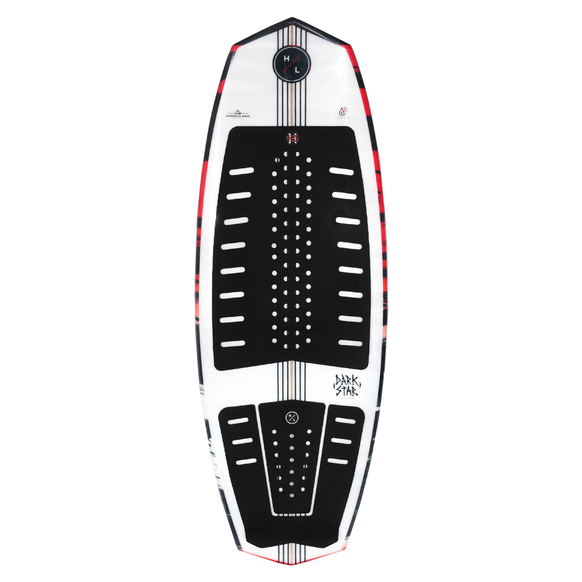 Aerial view of the sleek Darkstar wakeboard for advanced surfers.