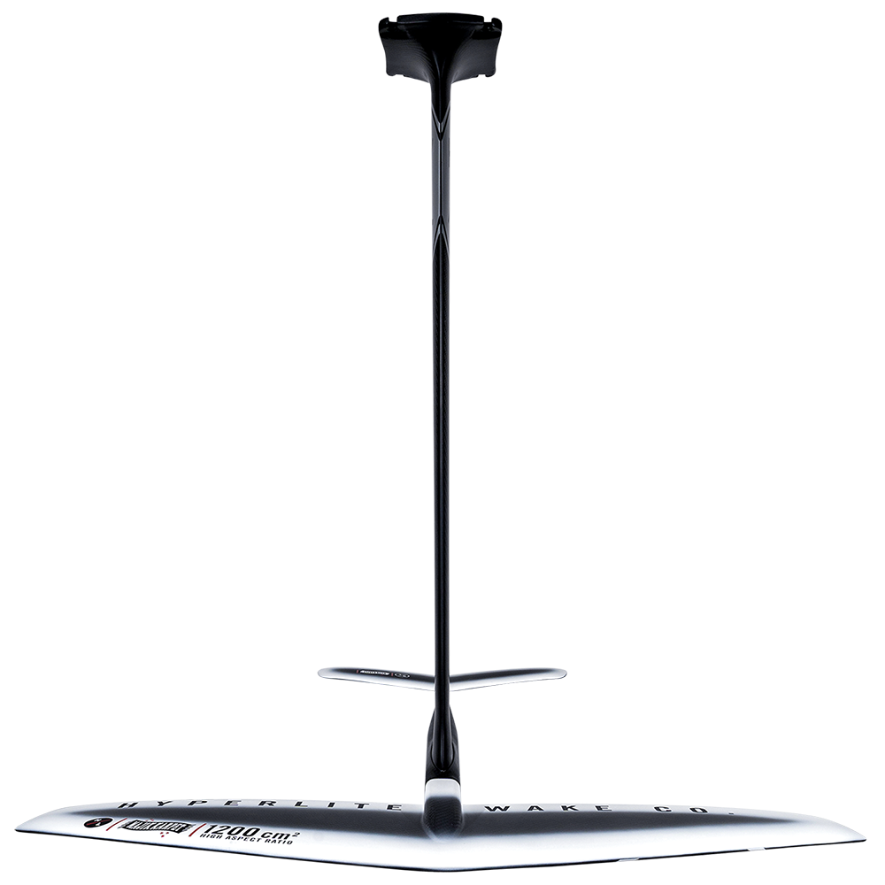 The MK Foil Kit is a glossy black aluminum paddleboard stand.