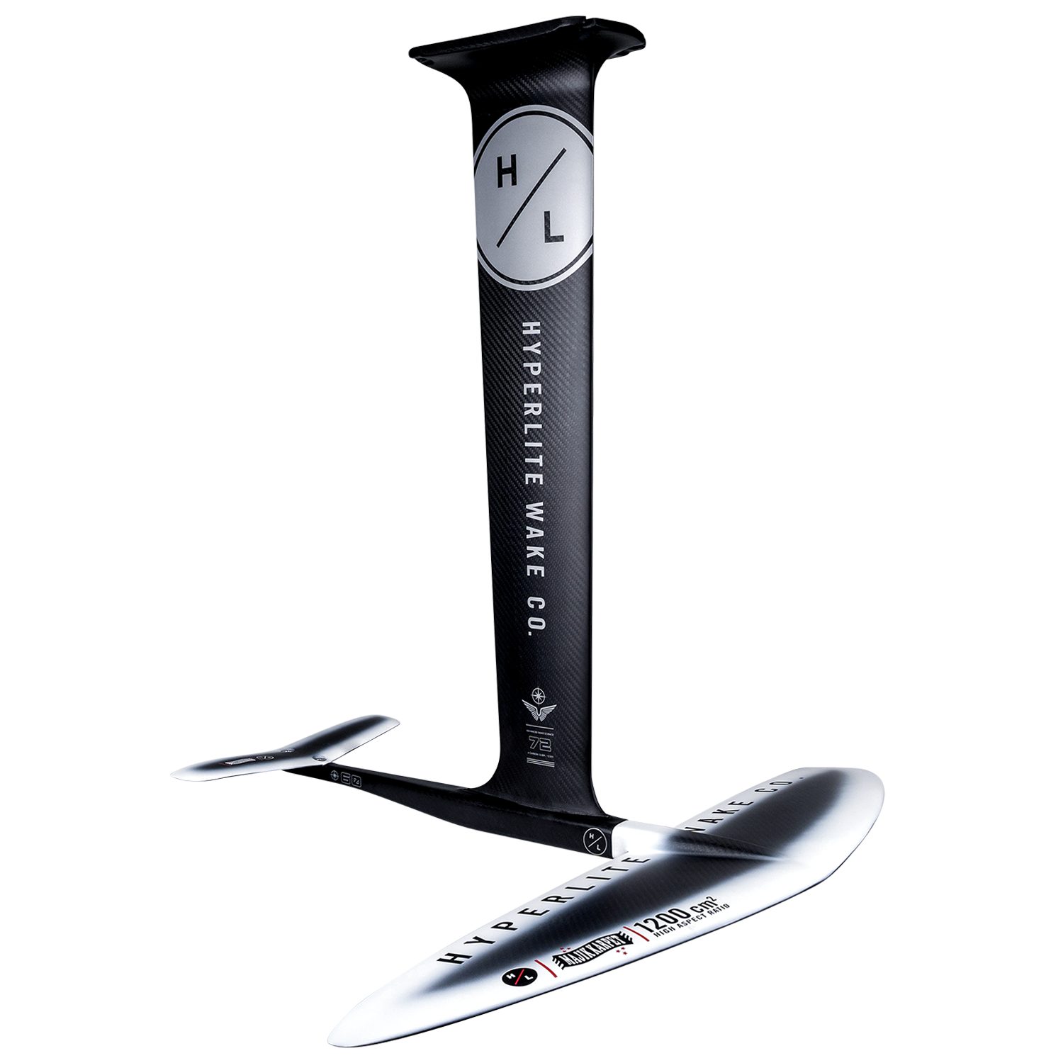 MK Foil Kit Carbon, a carbon fiber hydrofoil by Hyperlite Wake Co., with front wing.