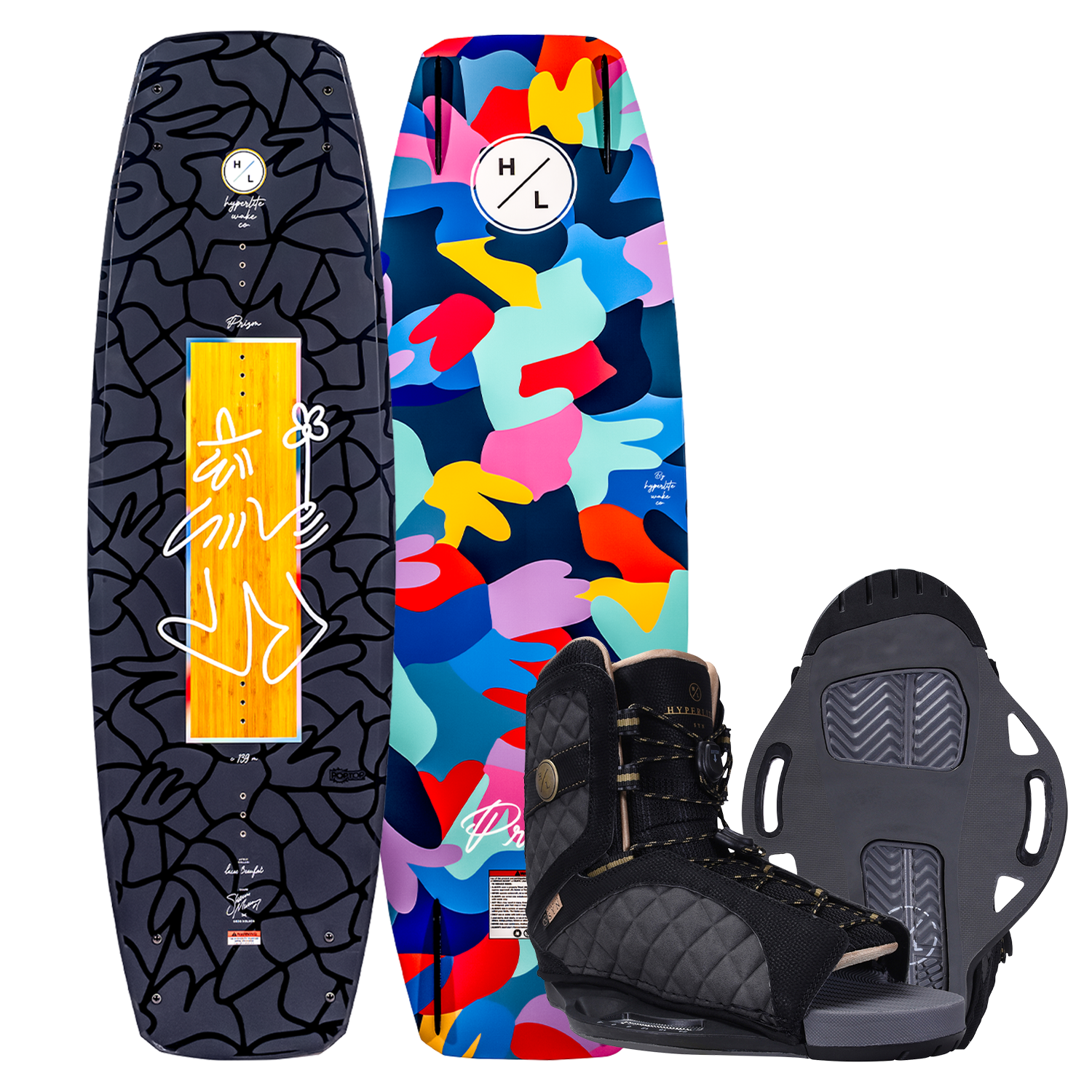 Top and base of Prizm w/Syn Binding wakeboard.