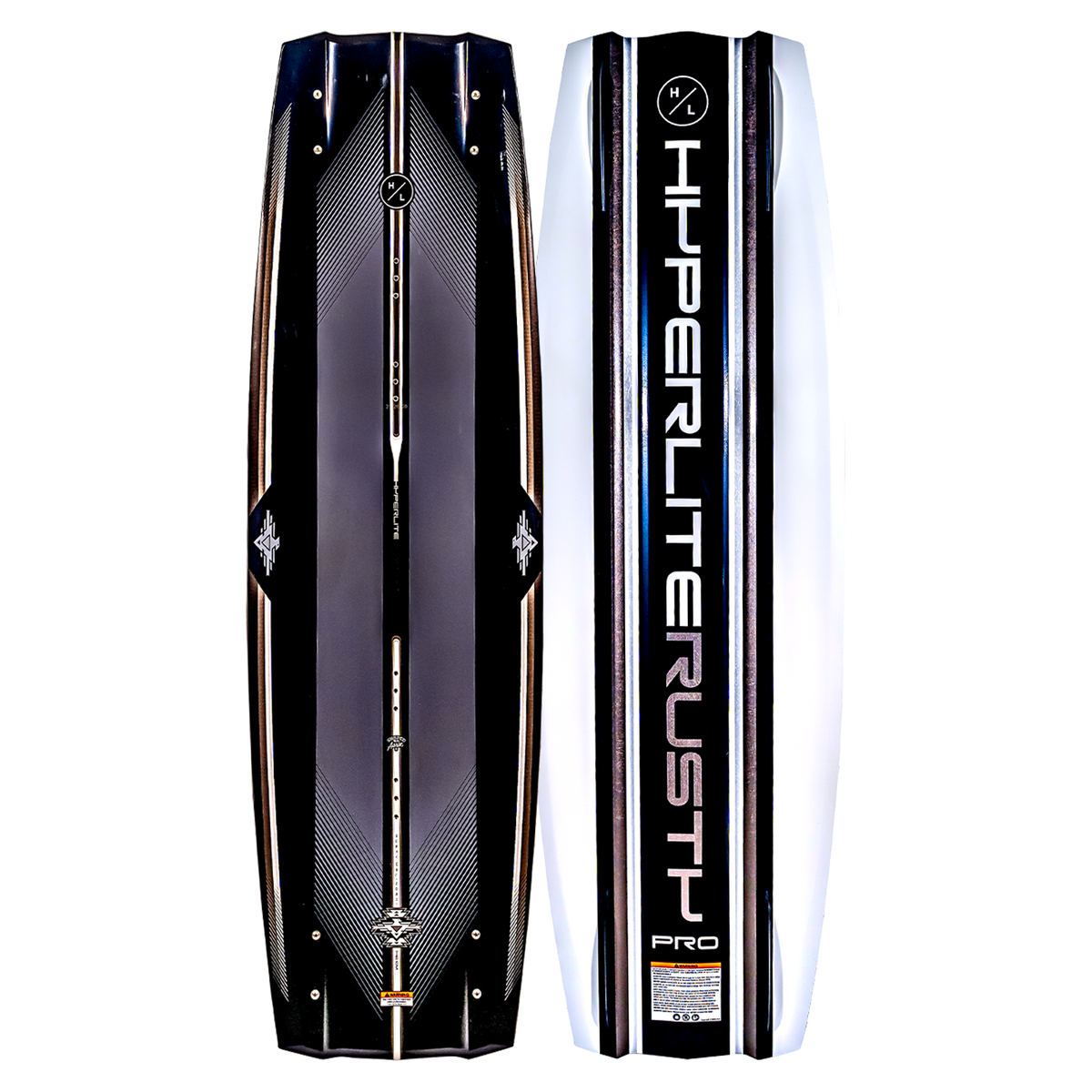 Views of a Rusty Pro wakeboard with Biolite 3 Core branding.
