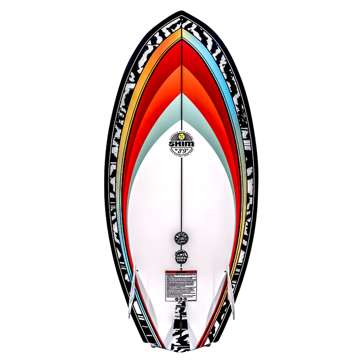 Shim Jr. wakeboard with tribal design, EPS Core, and brand logo on top.