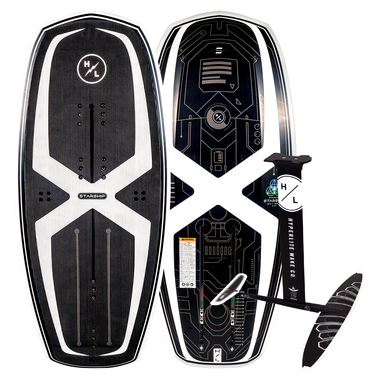 Top and base of Starship w/Raptor 1100 kits with EVA Traction Pads in black and white.