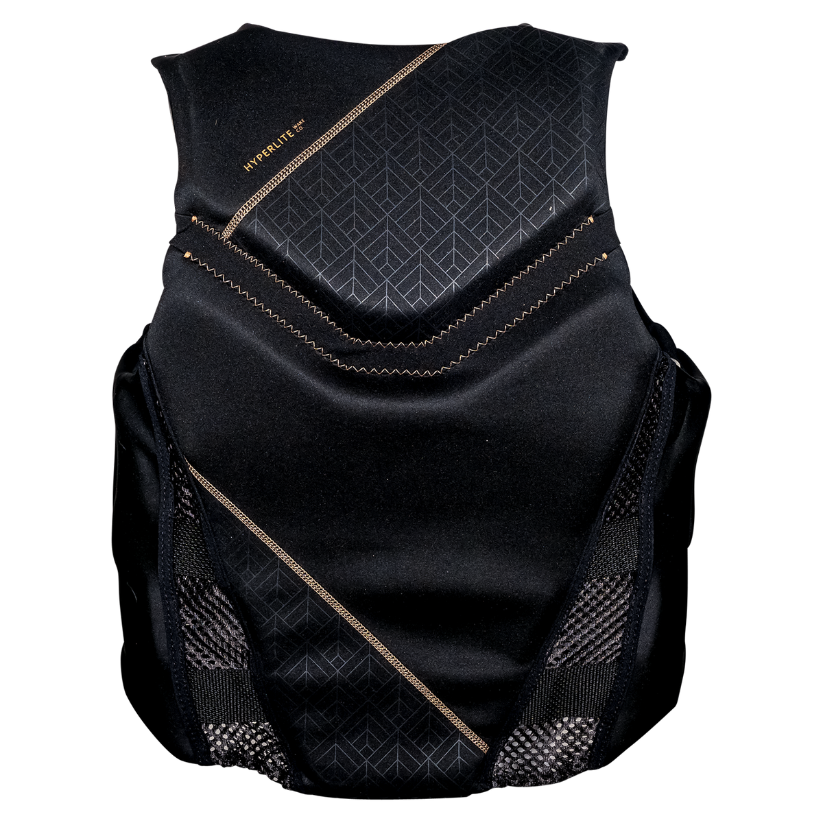 Black Womens Domain Vest, geometric textured design, mesh panels, US Coast Guard approved.