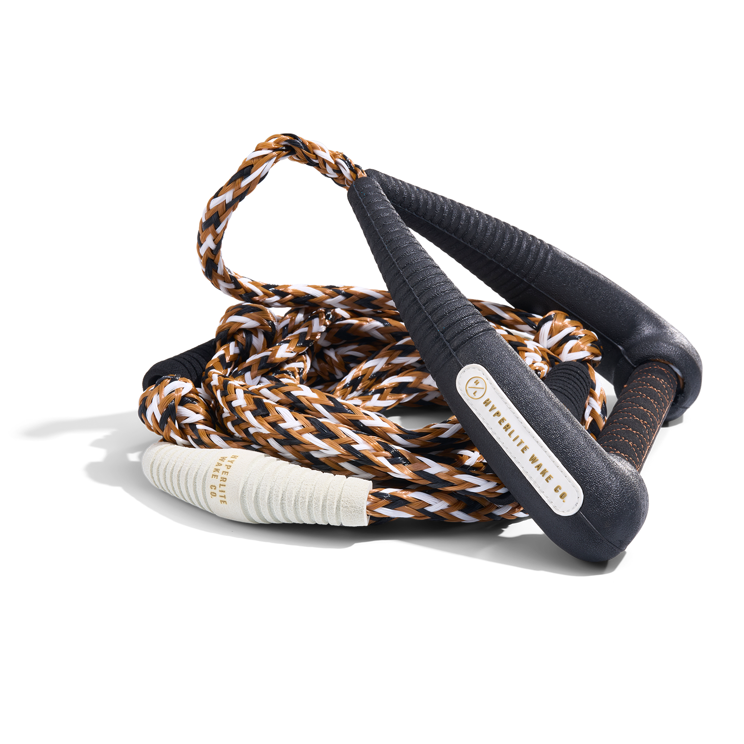 Angled view of 25' Storm Rope w/ Handle featuring black grip and braided cord.