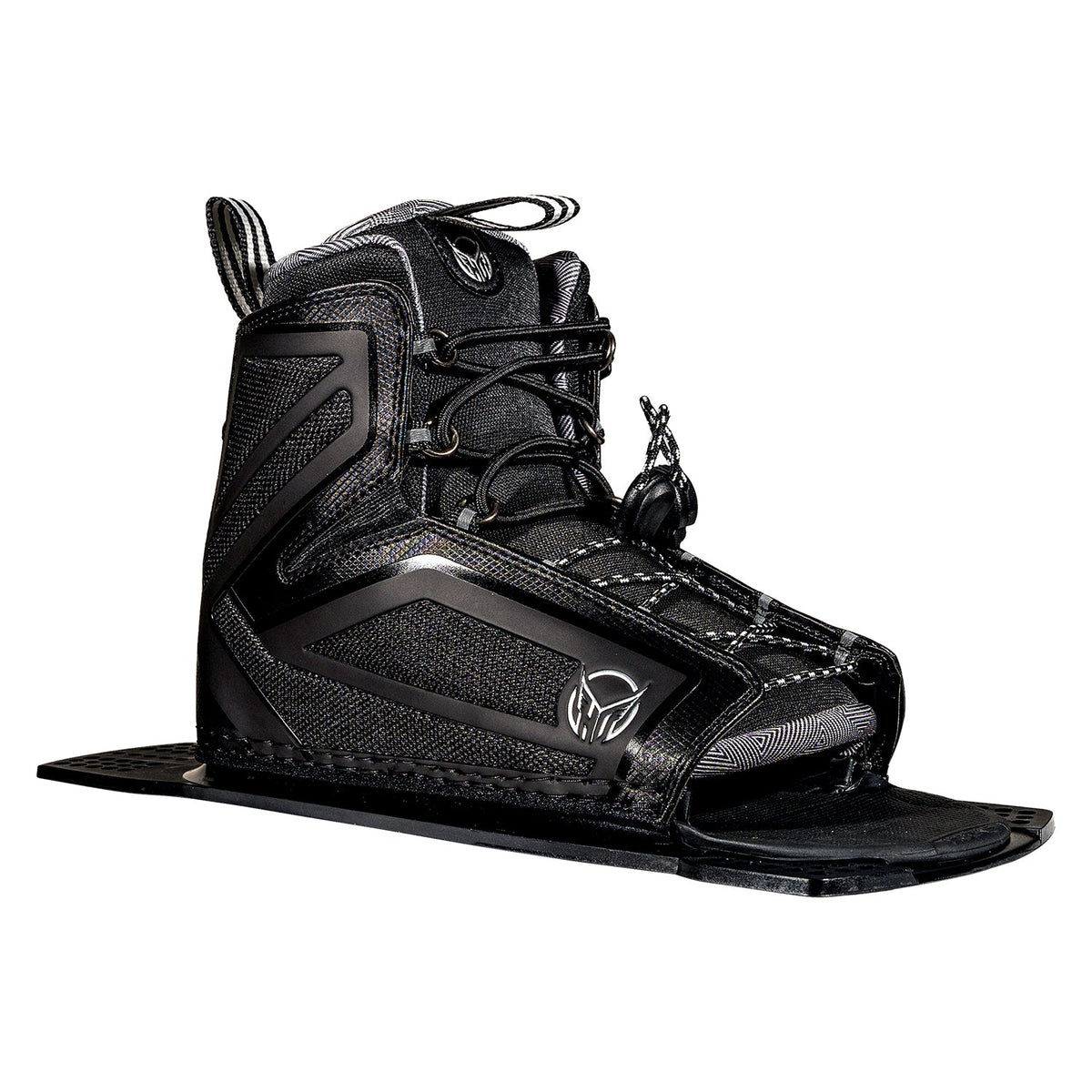 Angled view of the black Stance 110 Rear boot with reinforced panels, lace-up closure, and HO Sports logo on the side.
