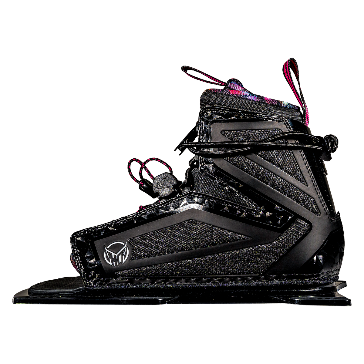 Side view of the Women's Stance 110 Front binding in black with pink accents, featuring a lace-up closure and HO Sports logo.