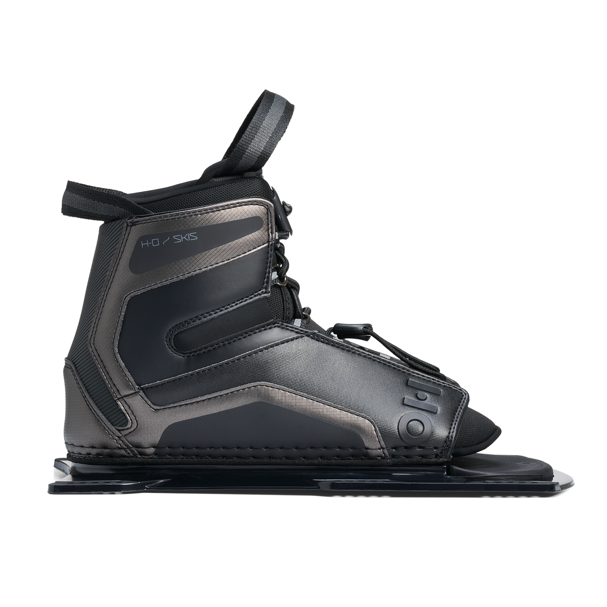 Side view of Stance UltraLite Front Boot in black showing lace system and textured overlays.