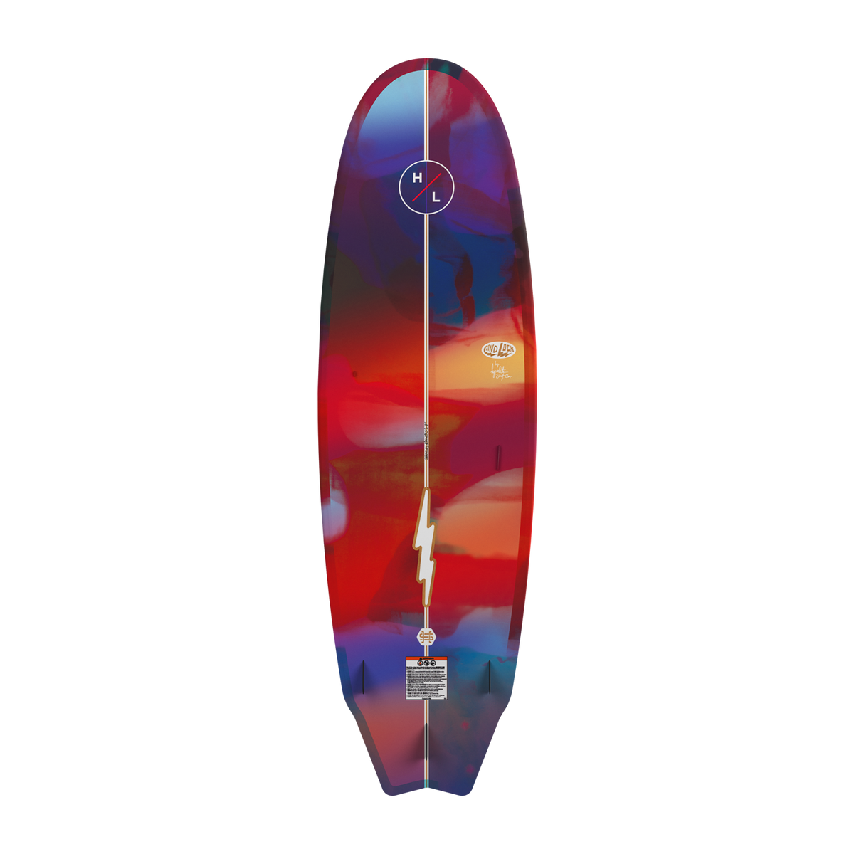 Base view of Landlock board with colorful abstract design and white lightning graphic.