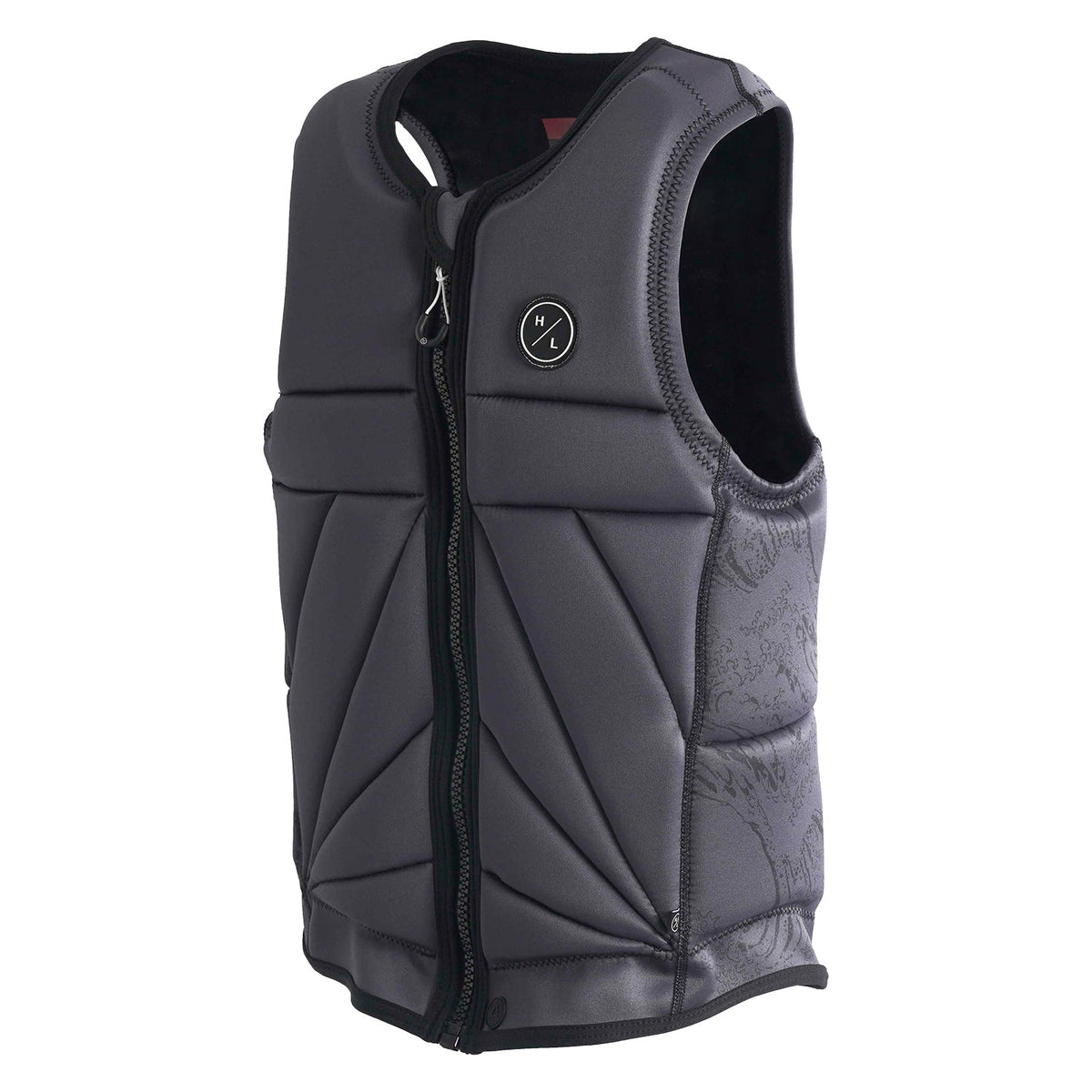 Angled view of Nalu Jacket highlighting geometric padding and smooth neoprene finish.