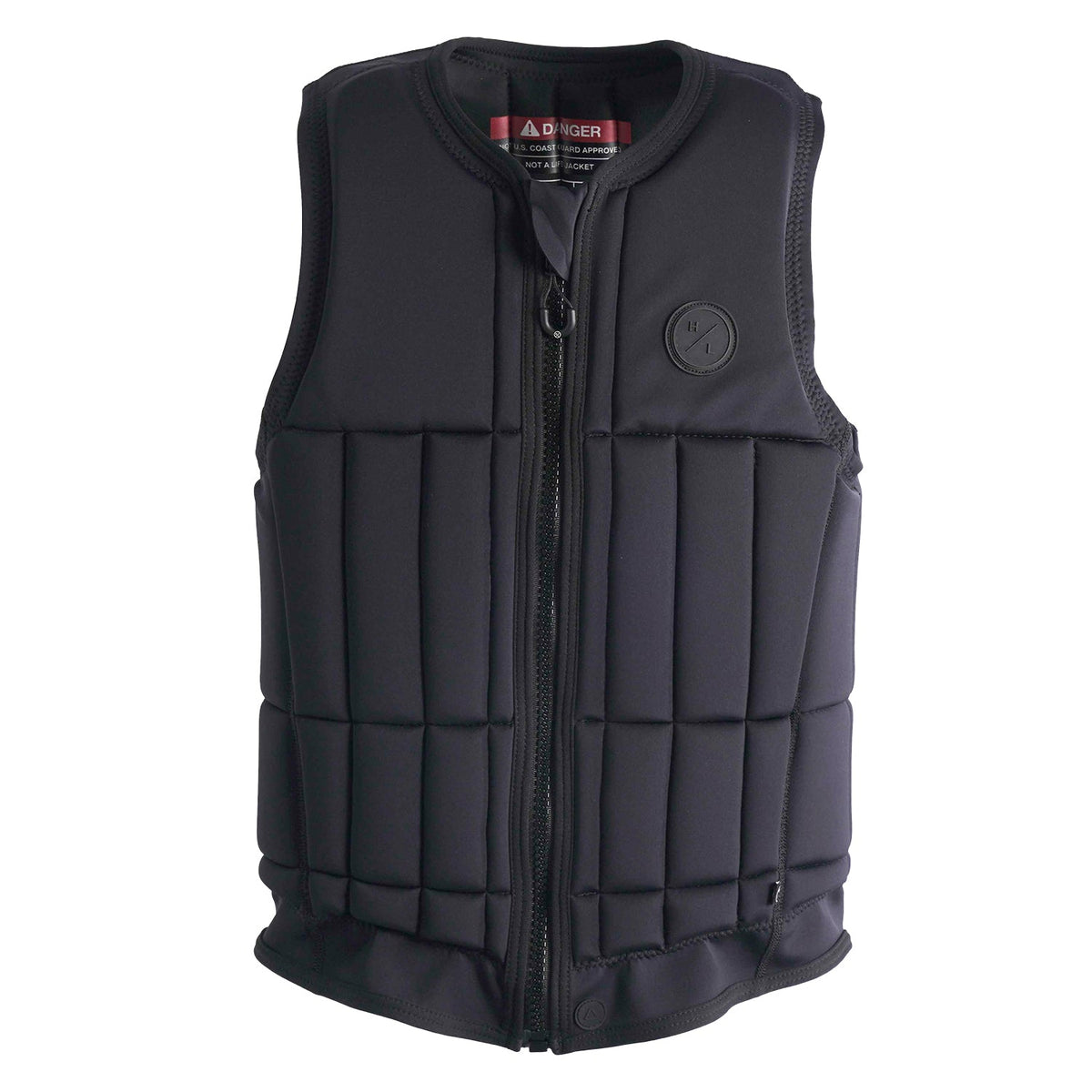 Front view of Talos Jacket with square padded panels and circular HL logo on left chest.