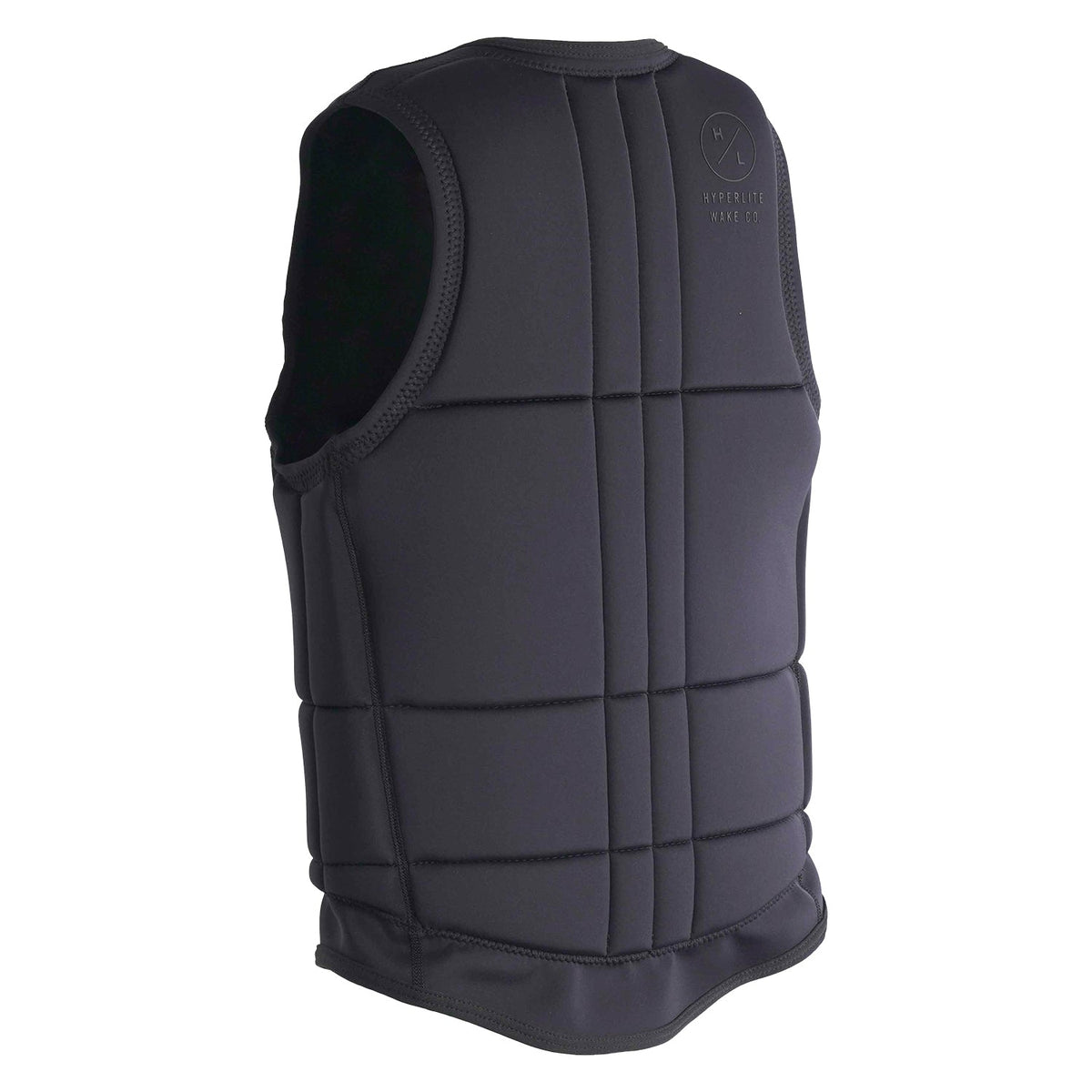 Rear angled view of Talos Jacket showing vertical padded lines and small HL Wake Co. logo.