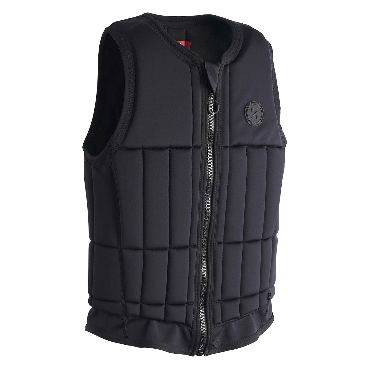 Angled view of Talos Jacket showing black grid padding and zip front with HL logo on chest.