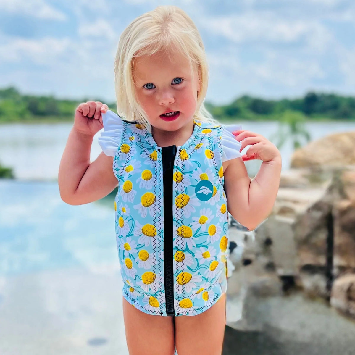 Eagle Girl's Wild Daisies Swim Vest- Yellow/Teal