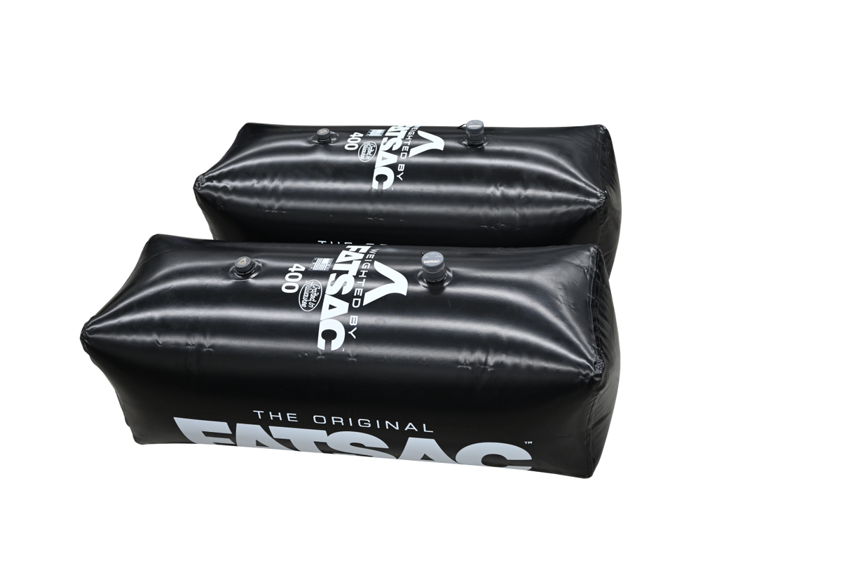 Two black rectangular W701 V-drive Fat Sacs, 400 lbs each.