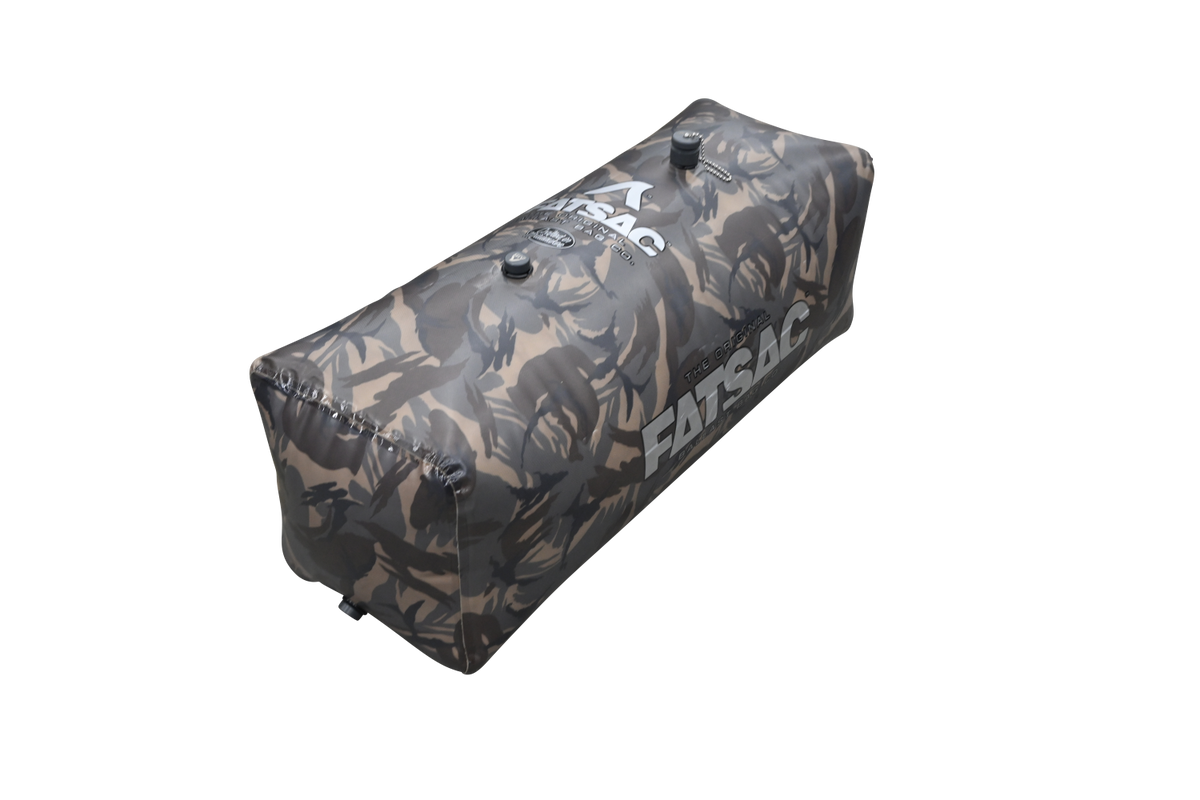 Custom-printed FatSac 750 lbs. Camo (W707-CAMO) with dual black valves.
