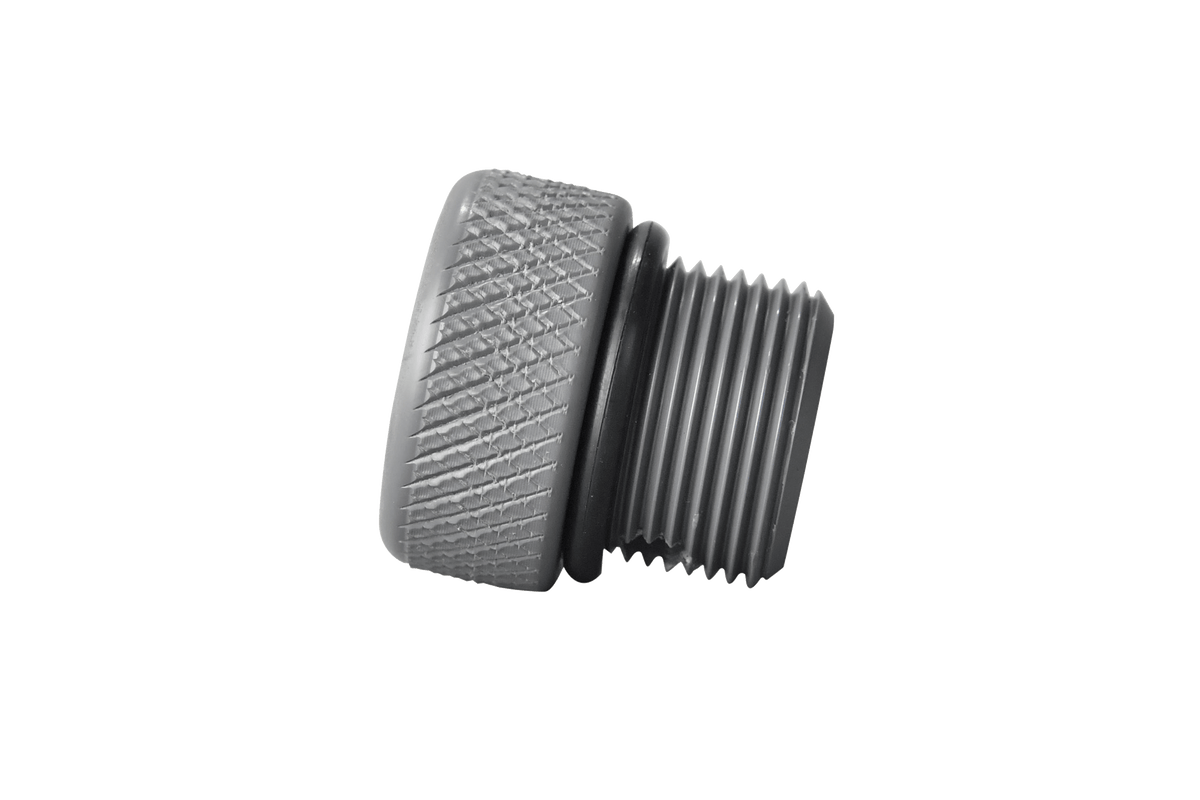 Air Release Plug (W749) with gray knurled screw and threaded end.