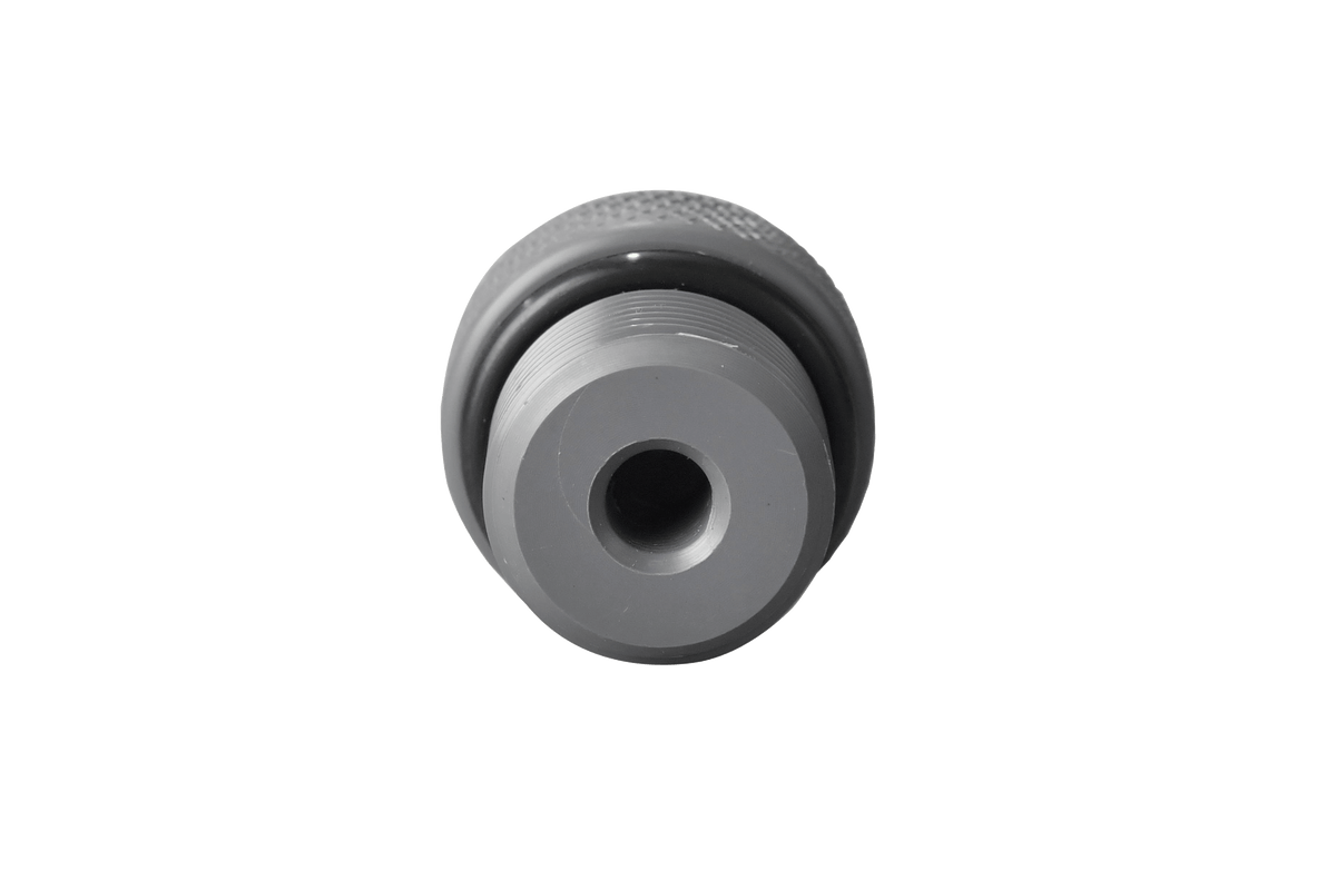 Front view of an Air Release Plug (W749) in gray, featuring a central hole and O-Rings.