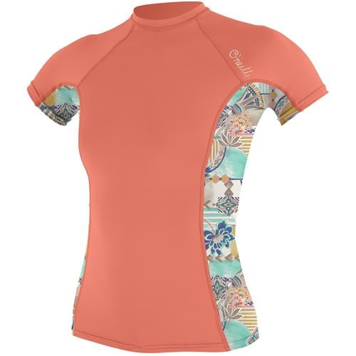 O'Neill Side Print Short Sleeve Rash Guard for Women (Nectar)
