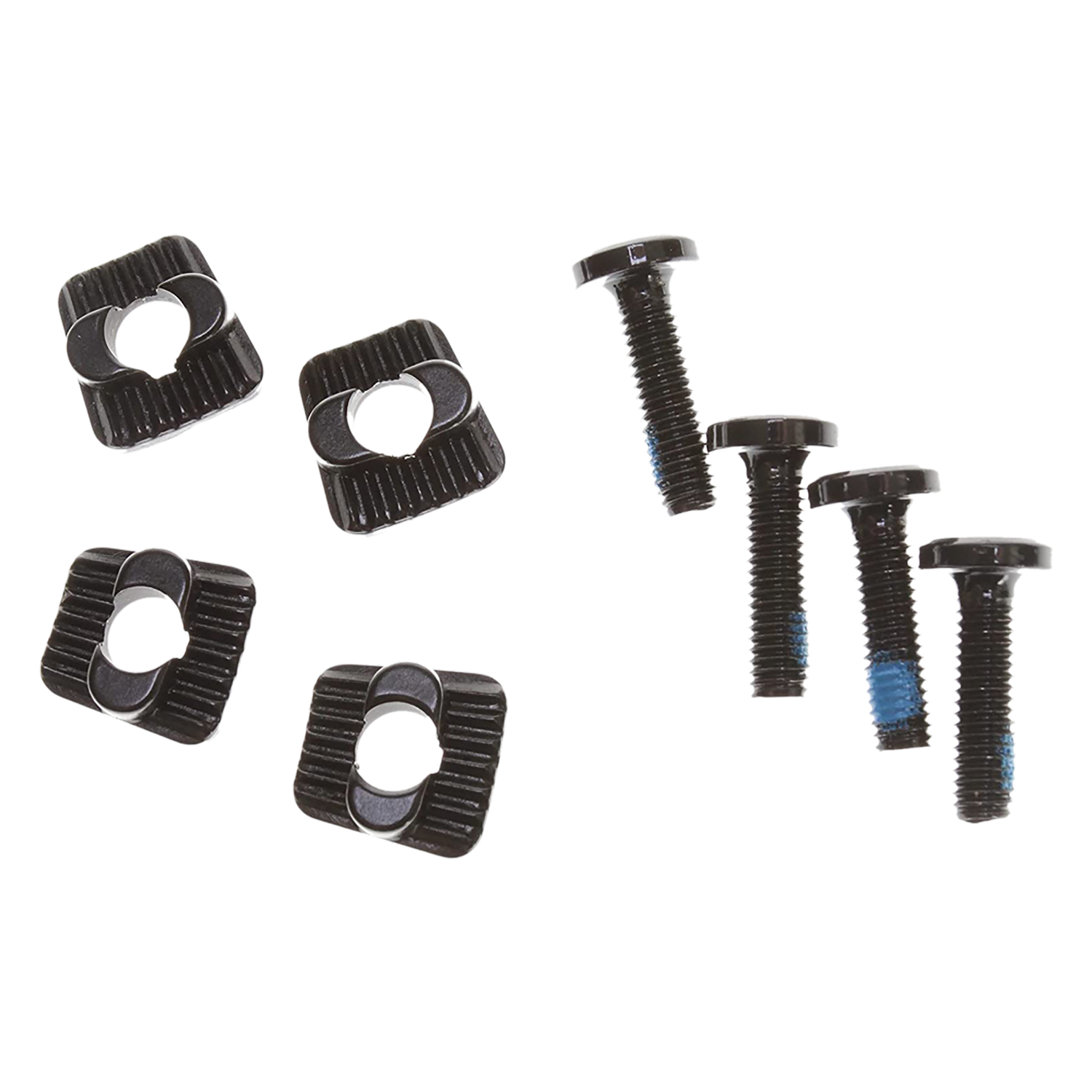 System Pros M6 Kit: black screws, square washers on a white surface.