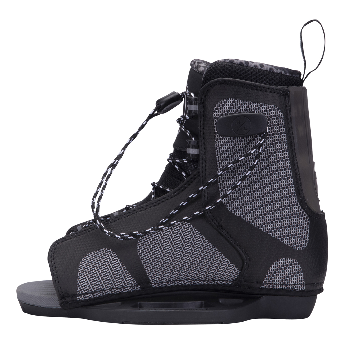 Remix Kids boot: black/gray, adjustable, laces, textured panels for beginner/intermediate riders.
