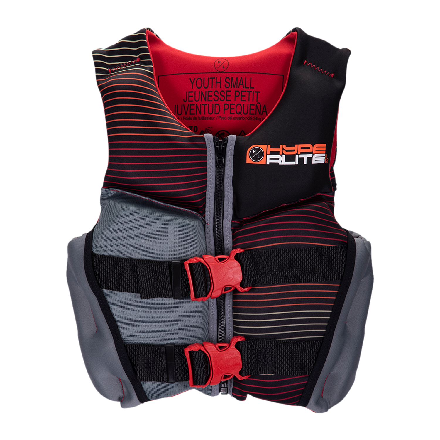 Boys Youth Indy - CGA Vest - Small, red/black, buckles/zipper, USCG approved.