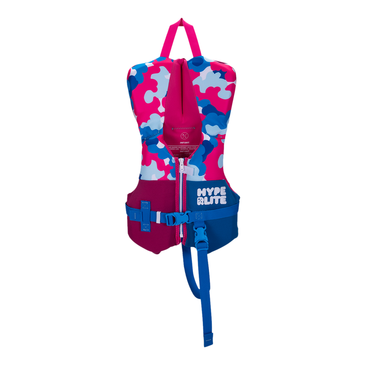 Girls Toddler Indy CGA Vest in blue, pink, and white camo; USCG approved.