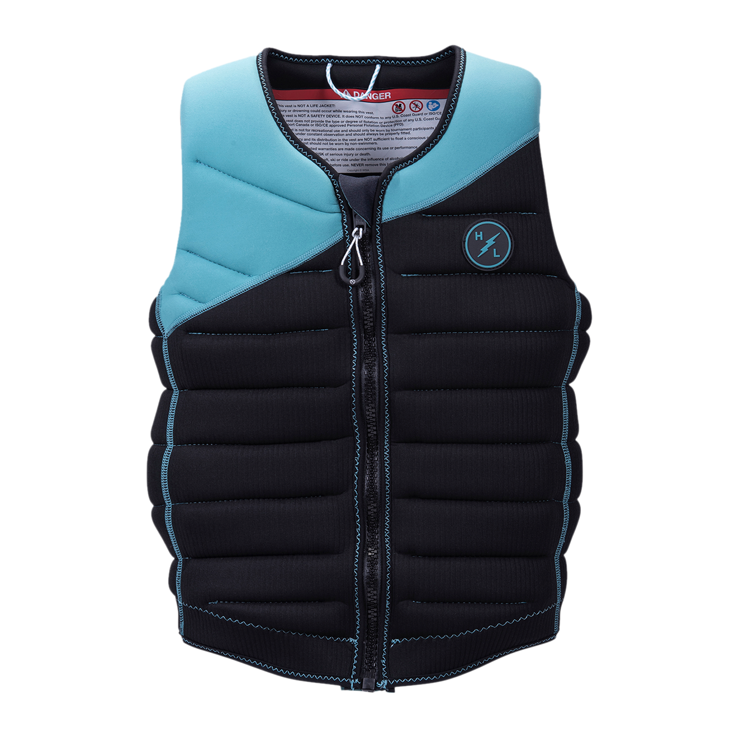 Blue/black Storm Jacket, skim style padded vest with front zipper and logo.