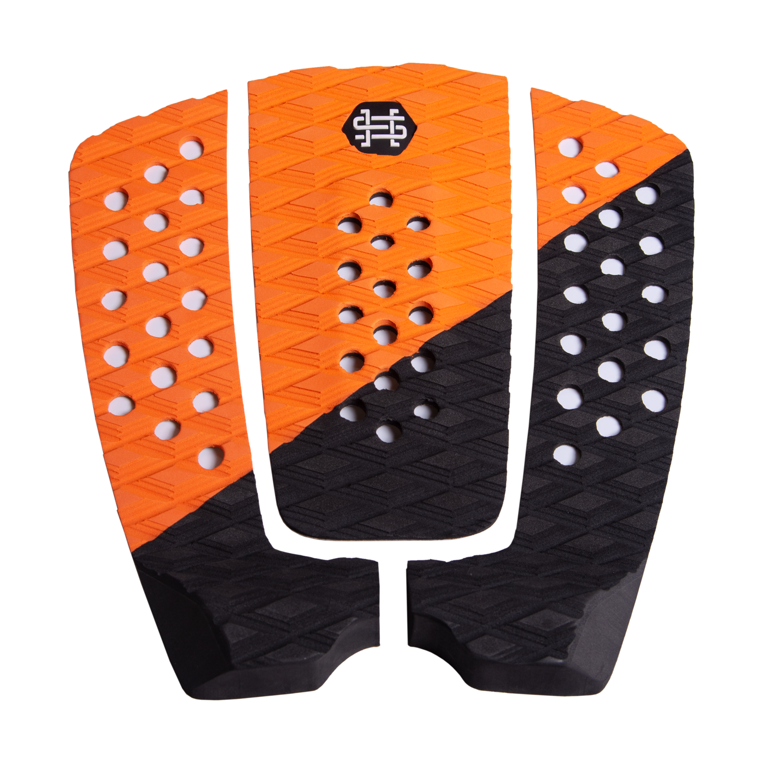 HL Diamond Rear Traction Pad, orange/black with circular holes, diamond pattern & logo.