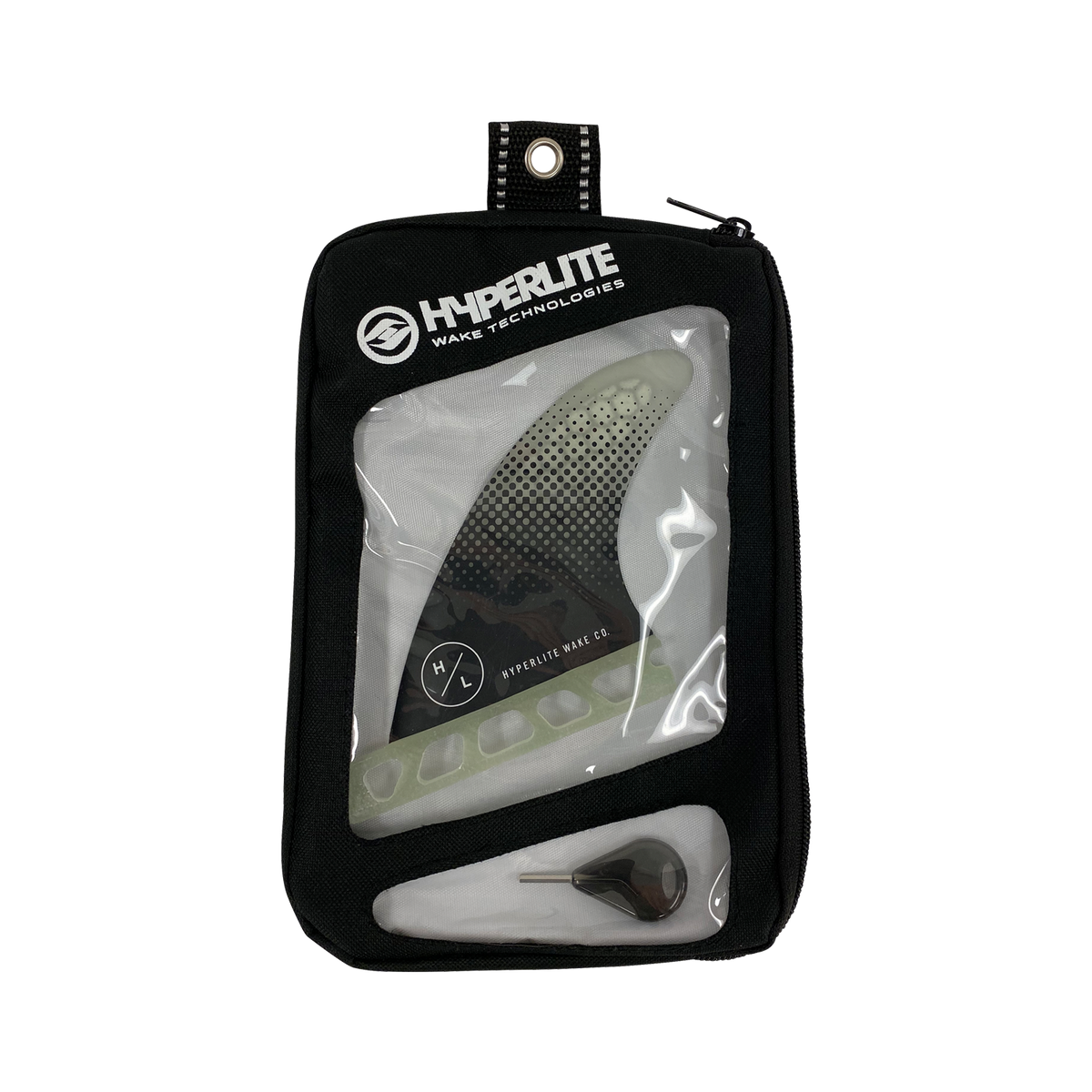 3.5 Flux Surf Fin Set w/Key in black & clear packaging, includes logo and fin key.