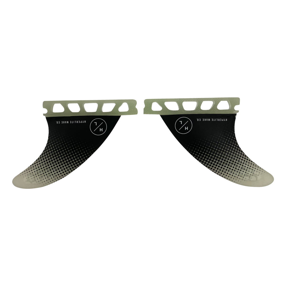 Two black 3.5 Flux fins w/white logo, pair, for a looser feel.