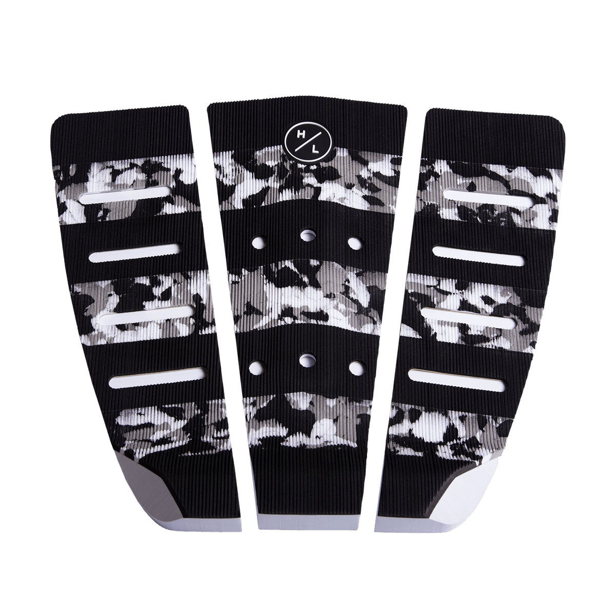 Grippy HL Rear Corduroy Traction Pad in black and white camo, featuring ridges and holes.