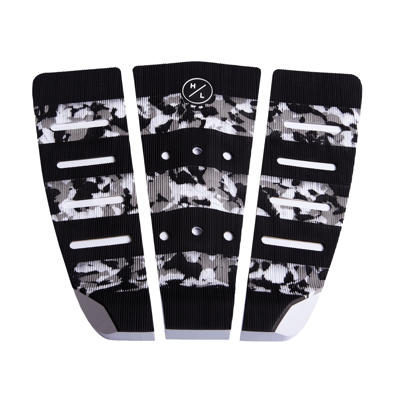 Grippy HL Rear Corduroy Traction Pad in black and white camo, featuring ridges and holes.