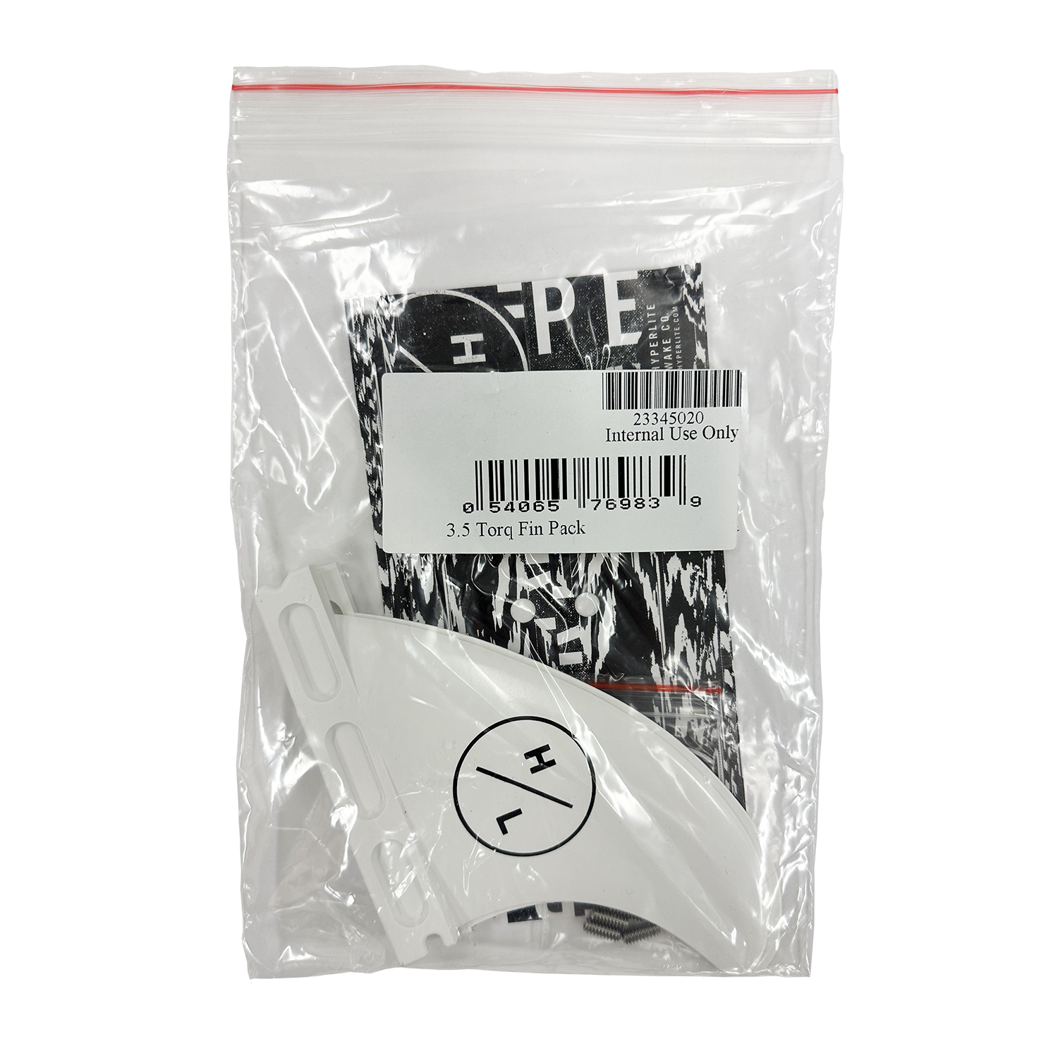 3.5 Torq Surf Fin - 2 Pack from Hyperlite in a clear bag with barcode and text.