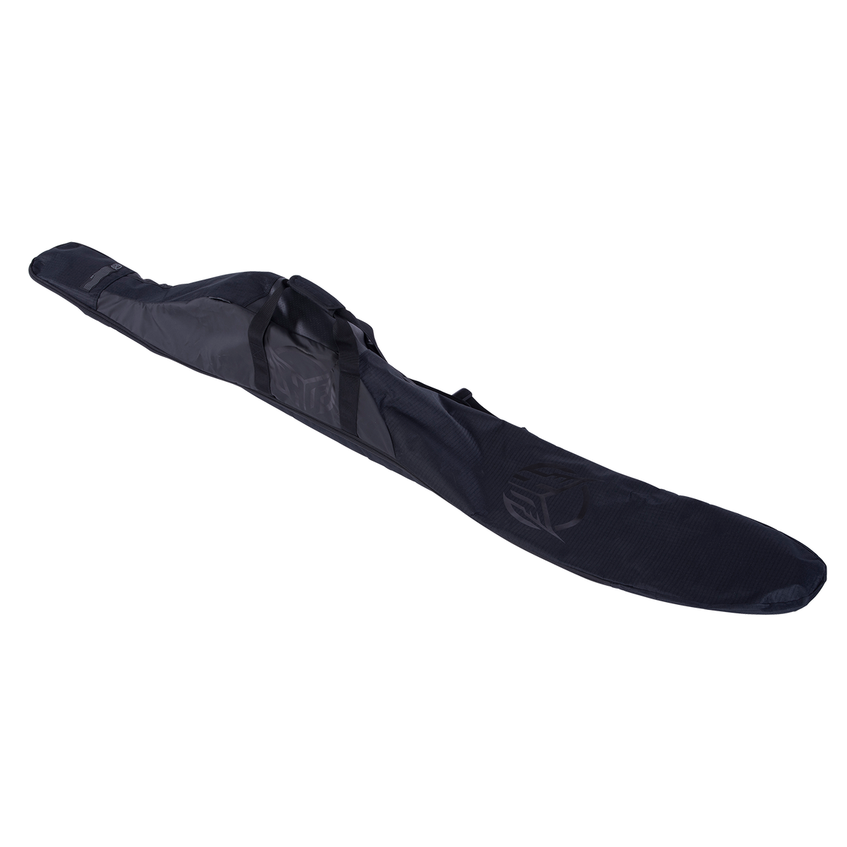 Angled view of the Universal Slalom Bag - Black, showing its sleek, padded design for ski storage and transport.