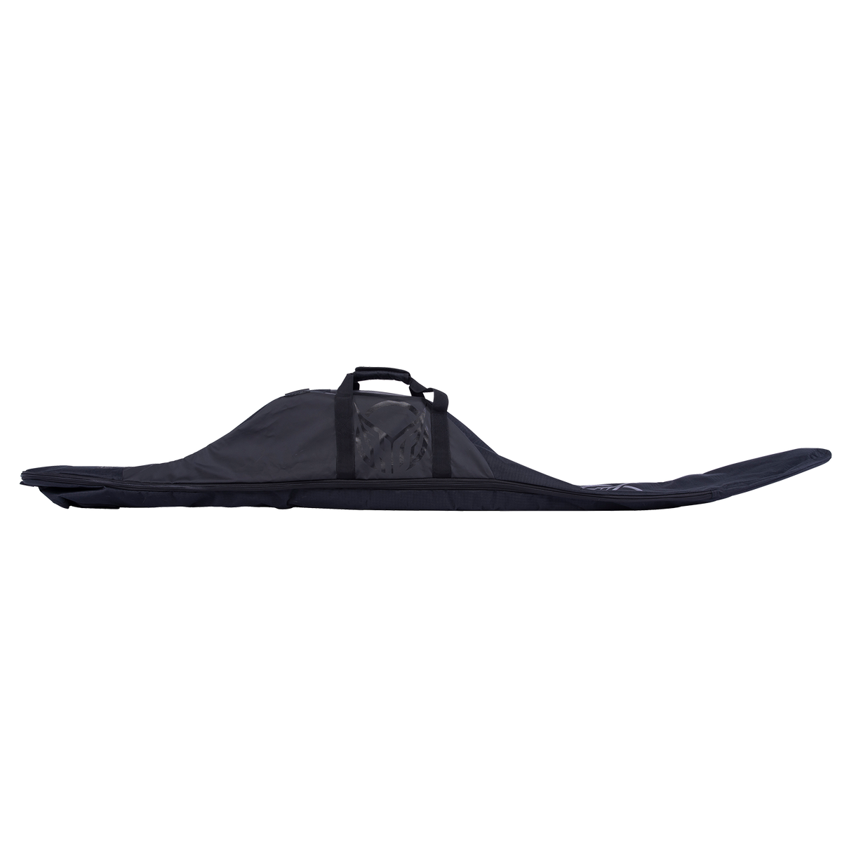 Flat side view of the Universal Slalom Bag - Black, highlighting its durable construction and subtle branding.